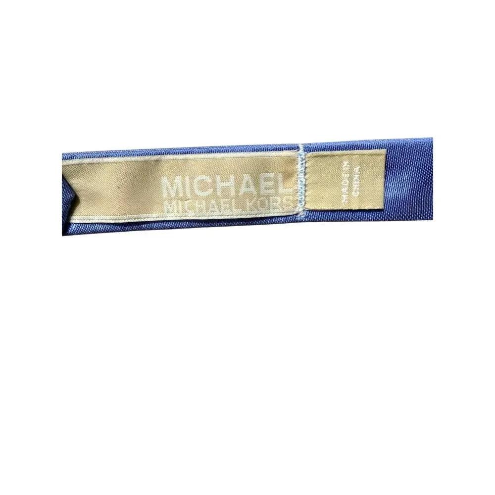 Michael Kors Blue Textured Woven Self-Tie Bow Tie
